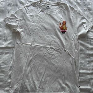 Rare Pokemon Levi's White Graphic T-Shirt M Charmander Used